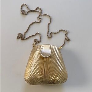 Vintage Gold Lamè Pleated Evening Clutch
